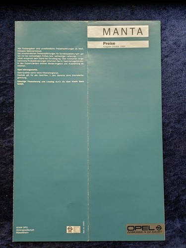 Opel manta price list - b,