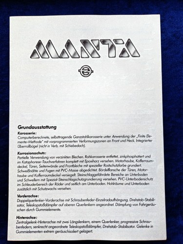 Opel manta technical data - opel,