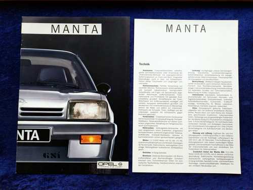 Opel manta gsi - b, brochure