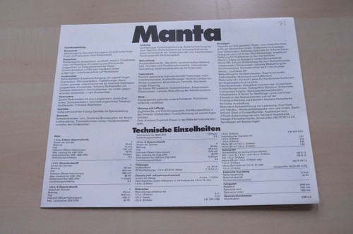 221090 opel manta technical - 221090),